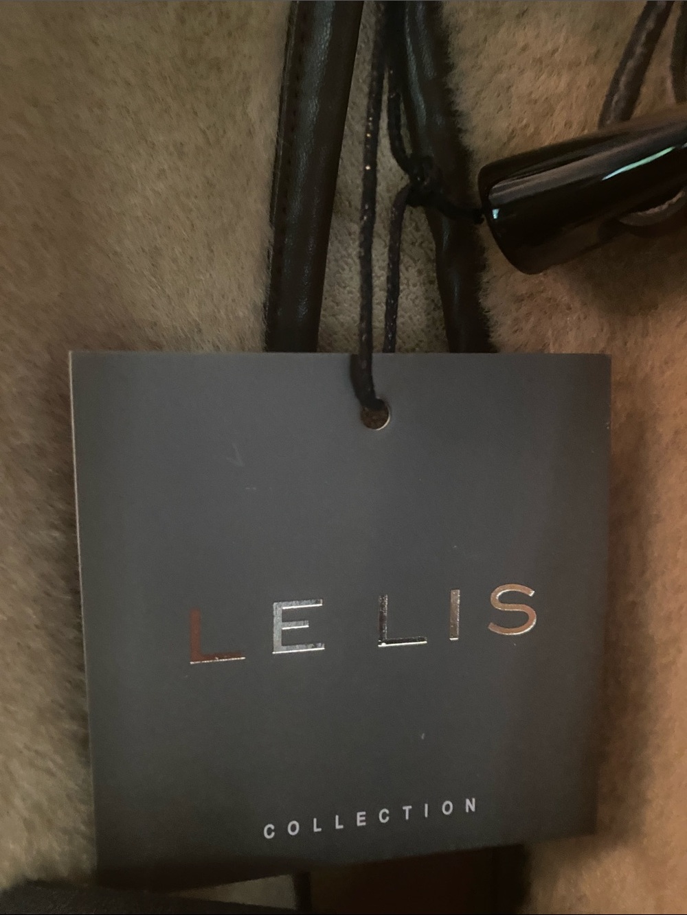 Le Lis Tan Faux Shearling Toggle Coat with Dark Trim - Picture 3 of 7